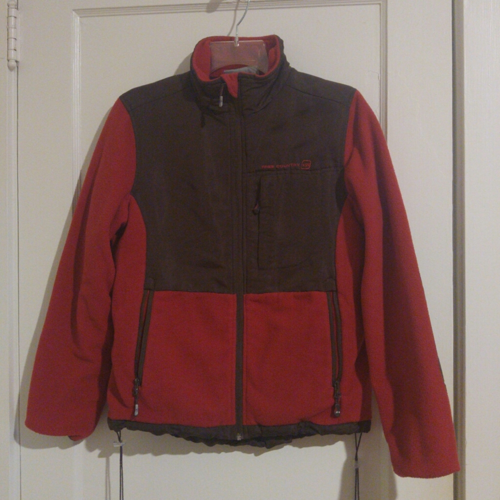 Free Country brown soft shell and dark pink fleece jacket size small